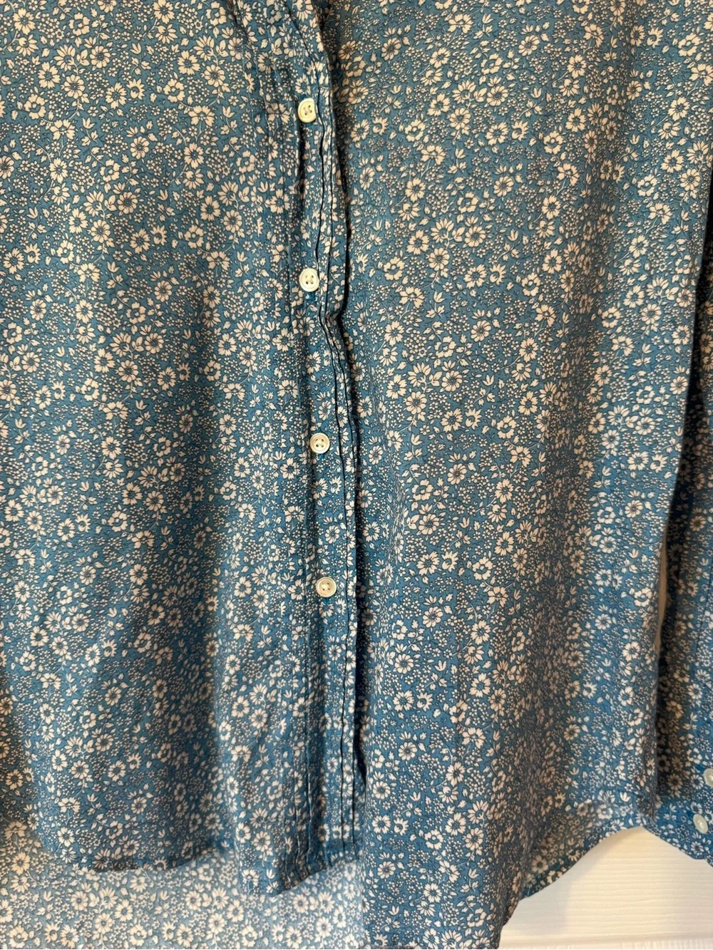 J. Crew Blue and White Floral Shirt